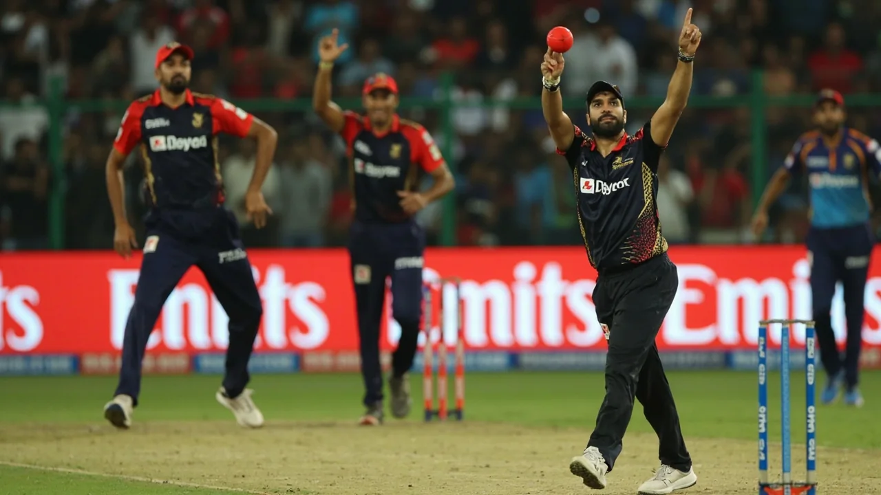 A captain setting the field during an IPL 2026 playoff match at the New International Cricket Stadium